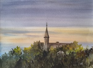 Anna Lenart, Widok na wiejski kościółek, 2024