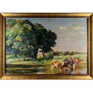 Kazimierz LASOCKI (1871-1952), Cows at the watering hole