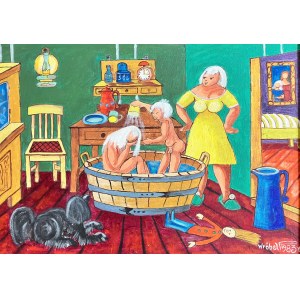 Paweł WRÓBEL (1913 Katowice-Szopienice - 1984), Dans le bain (1983)