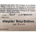 Depesza generała Podbielskiego z  Teatru Wojny  Wersal - 1 marca 1871 [ Wojna francusko - pruska ]