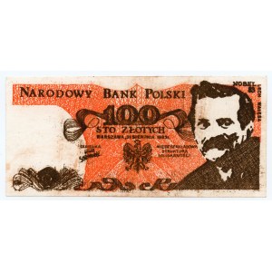 SOLIDARNOŚĆ - 100 złotych 1983 bez serii i numeracji, Lech Wałęsa Nobel 83
