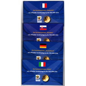FRANCJA, SŁOWACJA, NIEMCY, WŁOCHY - zestawy monet euro z okazji Mistrzostw Świata w Piłce nożnej Francja 2010