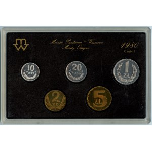 Polskie monety obiegowe 1980 - zestaw 5 monet