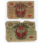 10, 50 a 100 polských marek 1916 - sada 5 kusů