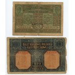 10, 50 a 100 polských marek 1916 - sada 5 kusů