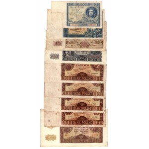 5, 10, 20 a 100 zlotých (1930-1940) - sada 9 kusů