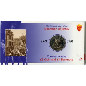 JERSEY - 1 funt banknot i 2 funty moneta