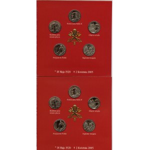 2 sets of John Paul II - 5 coins 2005