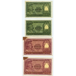 ITALY - 50 and 100 lire 1951 - set of 4 banknotes