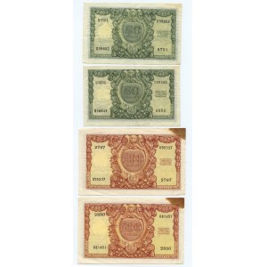 ITALY - 50 and 100 lire 1951 - set of 4 banknotes