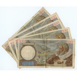 FRANCJA - 100 franków (1939-1940) - zestaw 5 banknotów