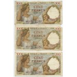 FRANCJA - 100 franków (1939-1940) - zestaw 5 banknotów