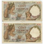FRANCJA - 100 franków (1939-1940) - zestaw 5 banknotów