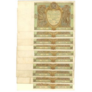 50 zloty 1929 - set of 11 banknotes
