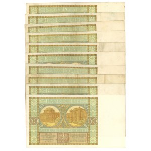 50 zloty 1929 - set of 11 banknotes