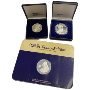 Set of 2 numismatic coins and 1000 gold 1983 John Paul II