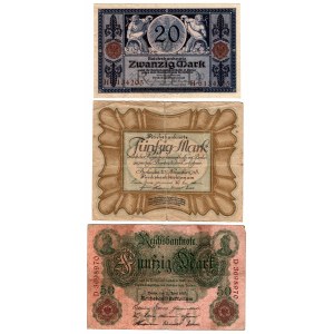 GERMANY - 20-50 marks 1910-1918 - set of 3 pieces