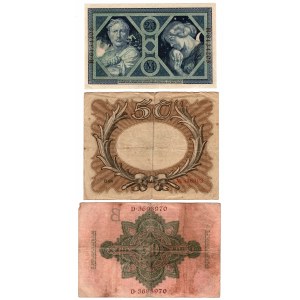 GERMANY - 20-50 marks 1910-1918 - set of 3 pieces