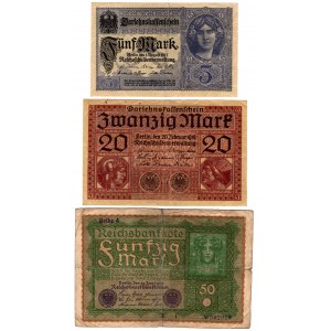GERMANY - 5-50 marks 1917-1919 - set of 3 pieces