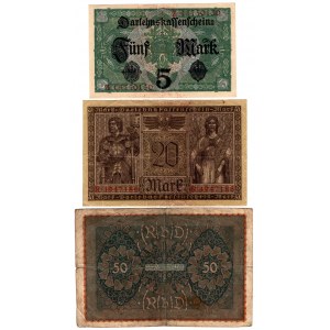 GERMANY - 5-50 marks 1917-1919 - set of 3 pieces