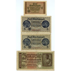 GERMANY (Third Reich) - 1-20 Reichsmark 1939 - set of 4 pieces