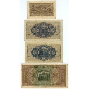 GERMANY (Third Reich) - 1-20 Reichsmark 1939 - set of 4 pieces