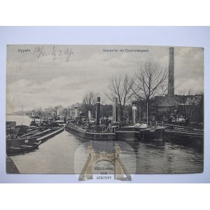 Opole, Oppeln, Oder, centrale électrique, bateaux à vapeur,