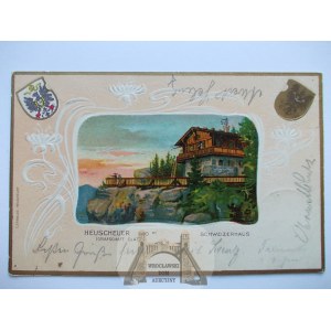 Góry Stołowe, Hauschauer, Szczeliniec, Szwajcarka, tłoczona litografia, 1902