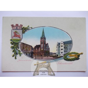 Saw, Schneidemuhl, church, coat of arms, decorative vignette, 1918