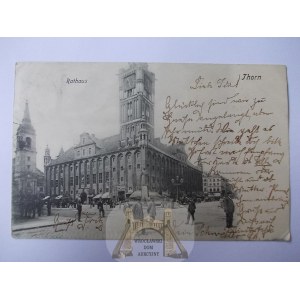 Toruń, Thorn, Rynek, ratusz, 1904
