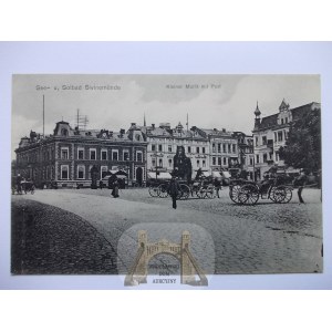 Świnoujście, Swinemunde, Rynek, dorożki, ok. 1910
