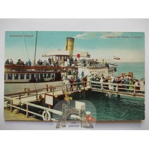 Sopot, Zoppot, molo, parowiec Paul Beneke, ok. 1915