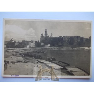 Kraków, Wawel, Wisła, barki, ok. 1930