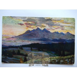 Tatry, malarska, mal. Dziemański, wschód słońca, ok. 1925