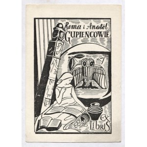 Ekslibris J. Kozłowskiej dla R. i A. Gupieńców z 1958.