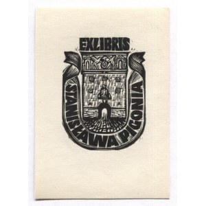 Ekslibris K. Wróblewskiej dla S. Pigonia, w drzeworycie.