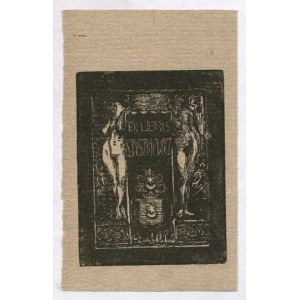 Ekslibris K. Brandla dla Samuela Tyszkiewicza w drzeworycie z 1920.