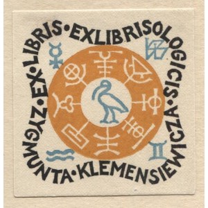 Ekslibris T. Przypkowskiego dla Z. Klemensiewicza, 1940.