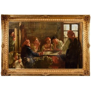Tadeusz AJDUKIEWICZ (1852-1916), Wróżba - W wiejskiej izbie, 1887