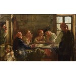Tadeusz AJDUKIEWICZ (1852-1916), Wróżba - W wiejskiej izbie, 1887