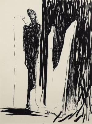 Bożenna BISKUPSKA (ur. 1952), Jednonogi z płytowcem, 1986