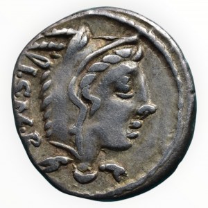 L.Thorius Balbus, 105 př.Kr., AR denár, Hlava Juno Sospity, náp.I.S.M.R. / býk ve skoku, náp. L.THORIVS.BALBVS, 3.87g