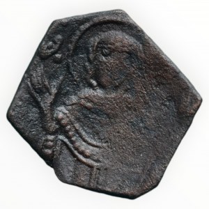 Křižácké státy, Latinské království v Constantinopoli, AE trachy, minc.Constantinopole, 18x16mm