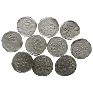 Jiří z Poděbrad 1458-1471, peníz se lvem, konvolut (č. 3) 10 ks