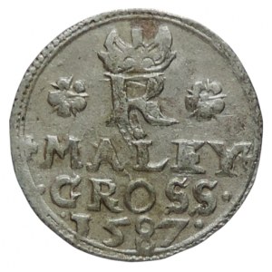 Rudolf II. 1576-1612, malý groš 1587 Jáchymov-Hofmann