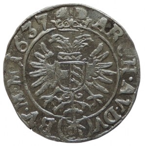 Ferdinand II. 1619-1637, 3 krejcar 1637 Praha-Wolker
