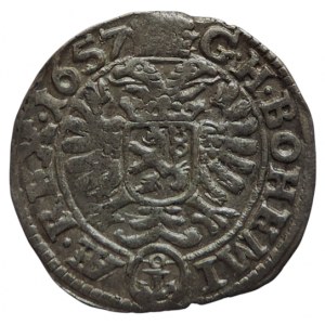 Ferdinand III. 1637-1657, 3 krejcar 1657 Praha-Margalík