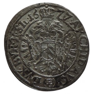 Leopold I. 1657-1705, VI krejcar 1677 CB Břeh-Brettschneider