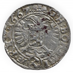 Leopold I. 1657-1705, 3 krejcar 1667 Kutná Hora-Hackl