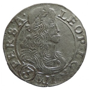 Leopold I. 1657-1705, 3 krejcar 1677 Kutná Hora-Hackl, MKČ 1453, dr.ned.